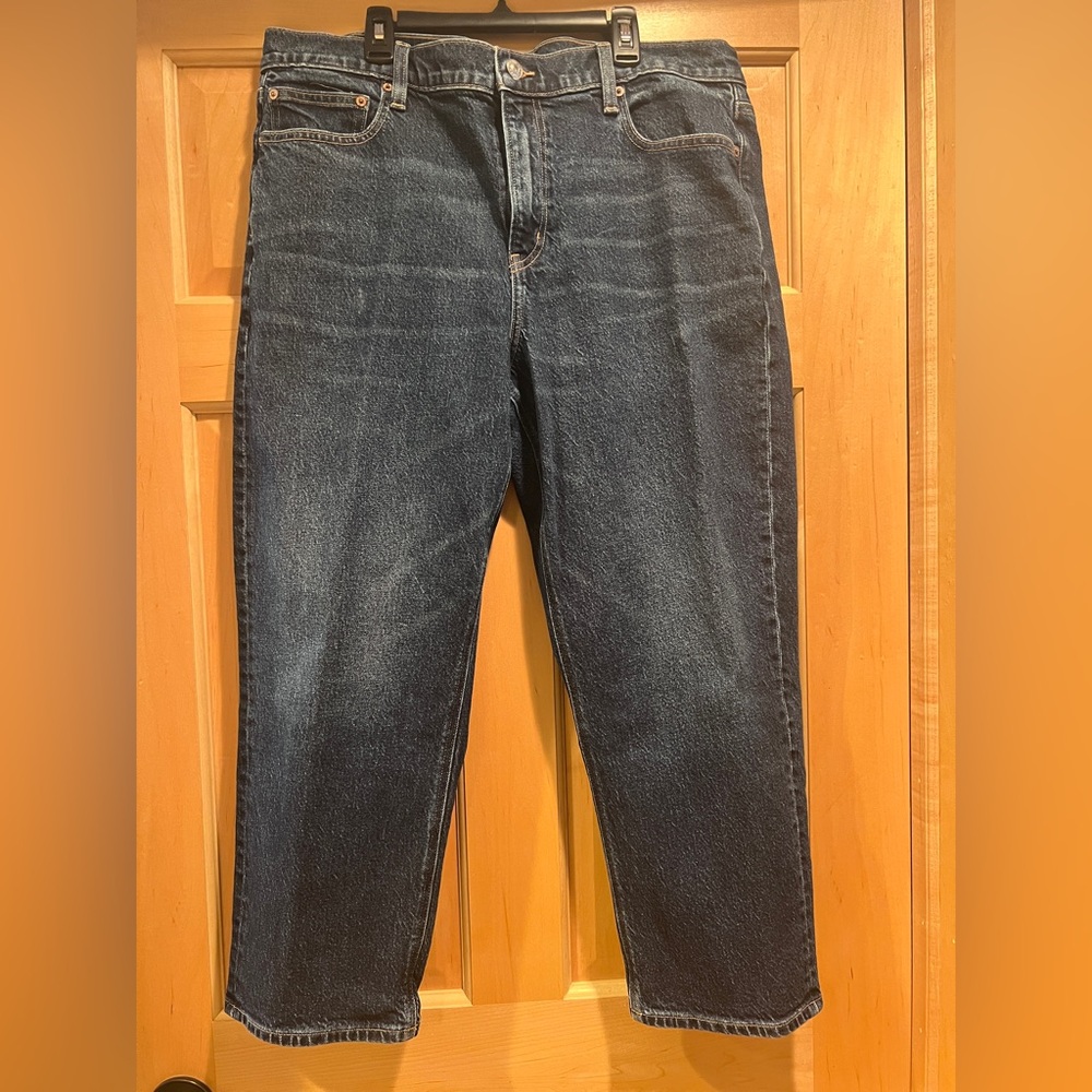 American Eagle Women’s Dark Blue Super High-Rise Ankle Straight Stretch 16 Short